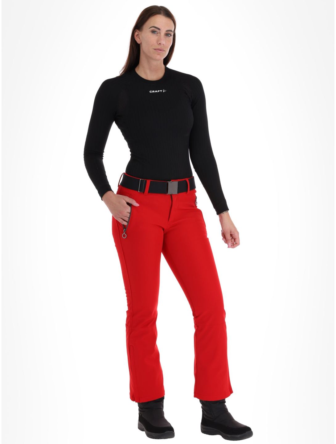 Luhta, Joentaus C pantalon de ski en softshell modèle court femmes Cranberry rouge 