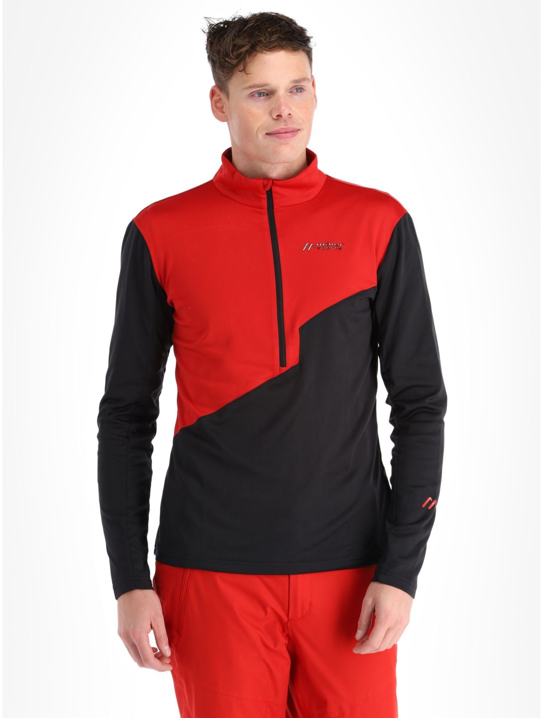 Maier Sports, Astun Jersey pull de ski hommes Salsa / Black rouge 