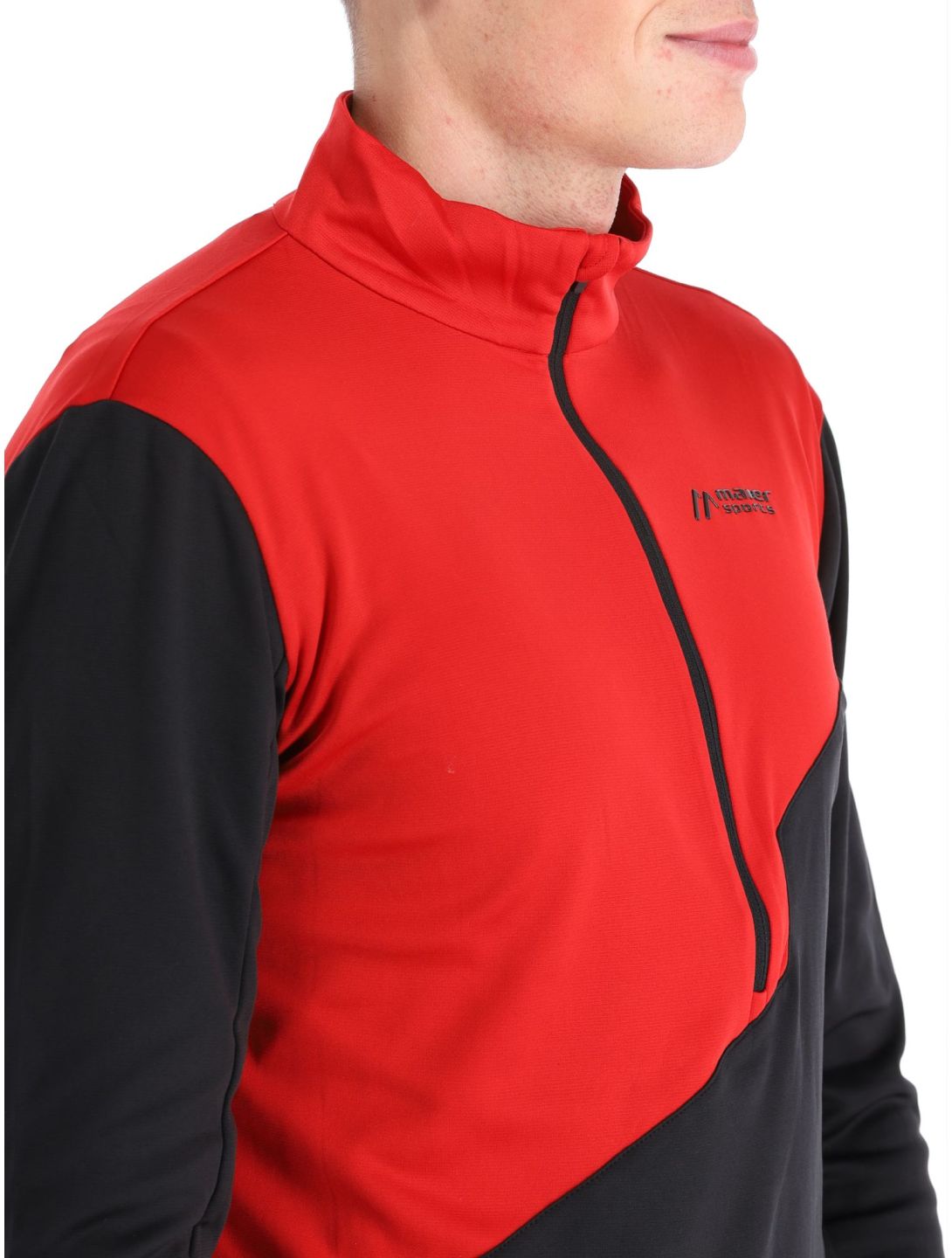 Maier Sports, Astun Jersey pull de ski hommes Salsa / Black rouge 