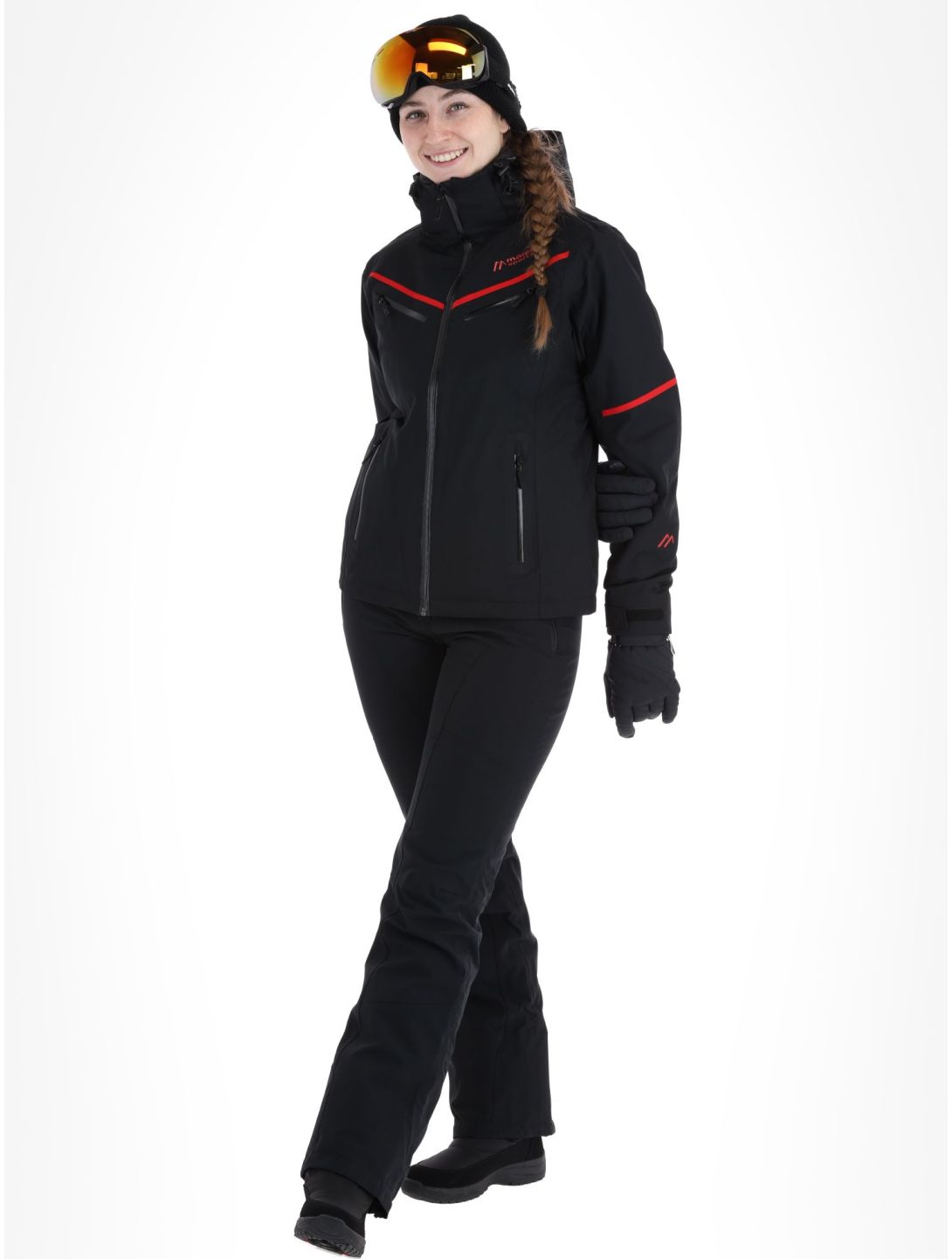 Maier Sports, Lunada veste de ski femmes Black / Salsa noir, rouge 