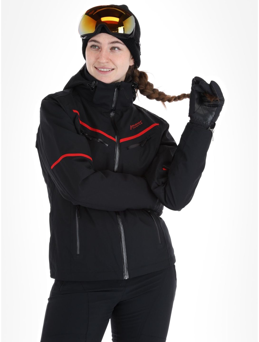 Maier Sports, Lunada veste de ski femmes Black / Salsa noir, rouge 