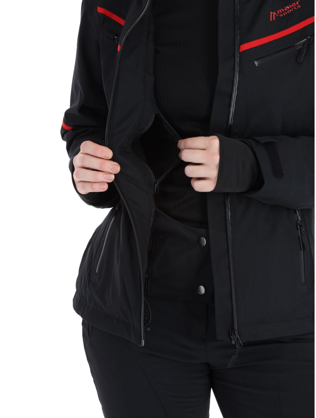 Maier Sports, Lunada veste de ski femmes Black / Salsa noir, rouge 