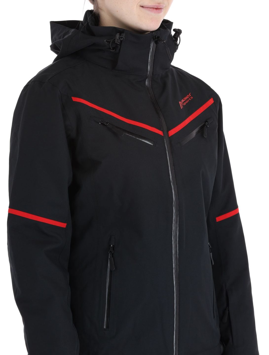 Maier Sports, Lunada veste de ski femmes Black / Salsa noir, rouge 