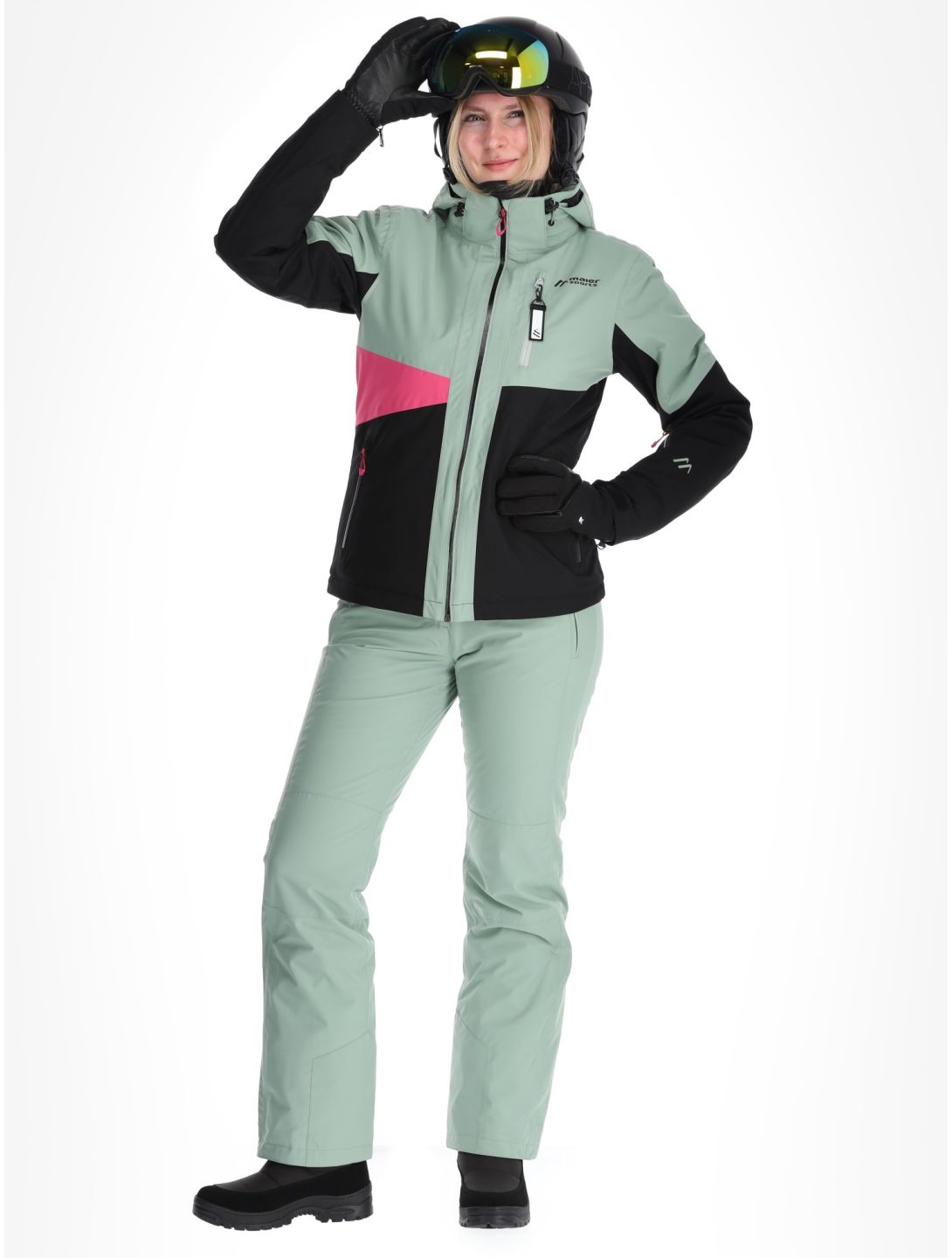 Maier Sports, Vidra veste de ski femmes Black / Luscious Moss / Pink Flambé noir, rose, vert 