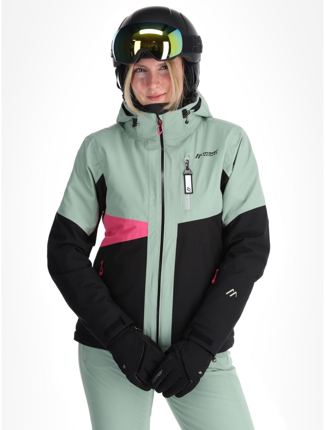 Maier Sports, Vidra veste de ski femmes Black / Luscious Moss / Pink Flambé noir, rose, vert 