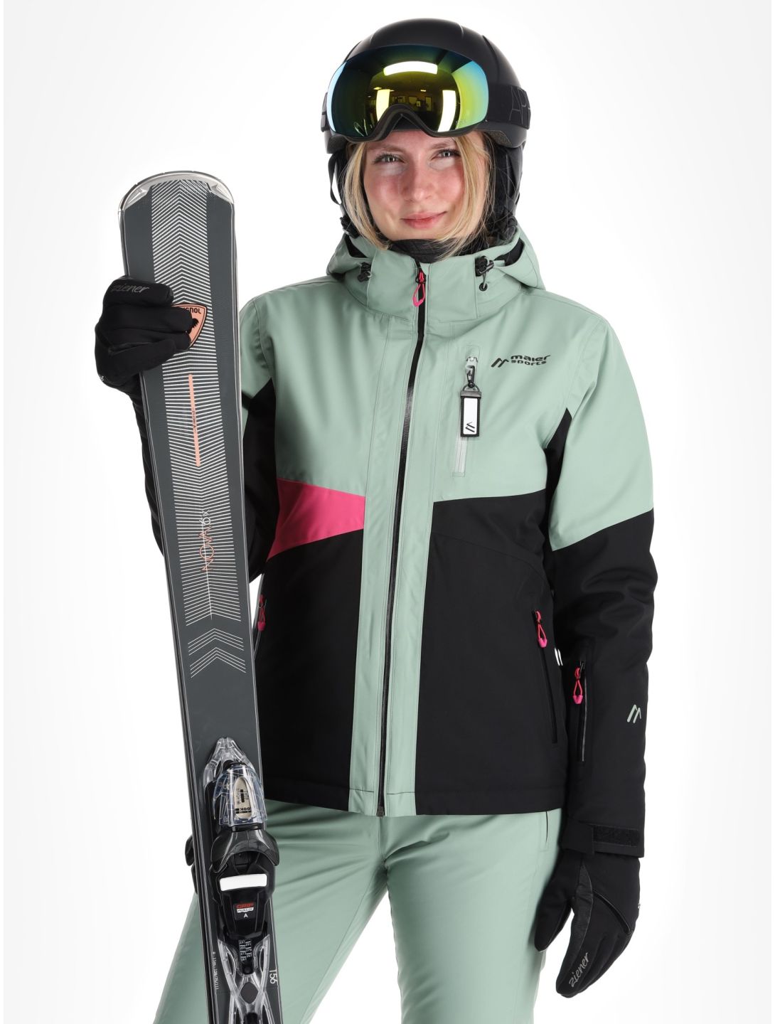 Maier Sports, Vidra veste de ski femmes Black / Luscious Moss / Pink Flambé noir, rose, vert 