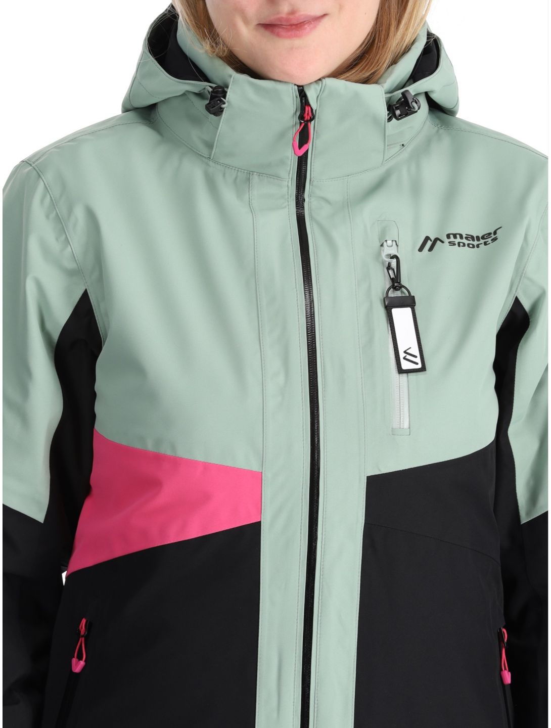 Maier Sports, Vidra veste de ski femmes Black / Luscious Moss / Pink Flambé noir, rose, vert 