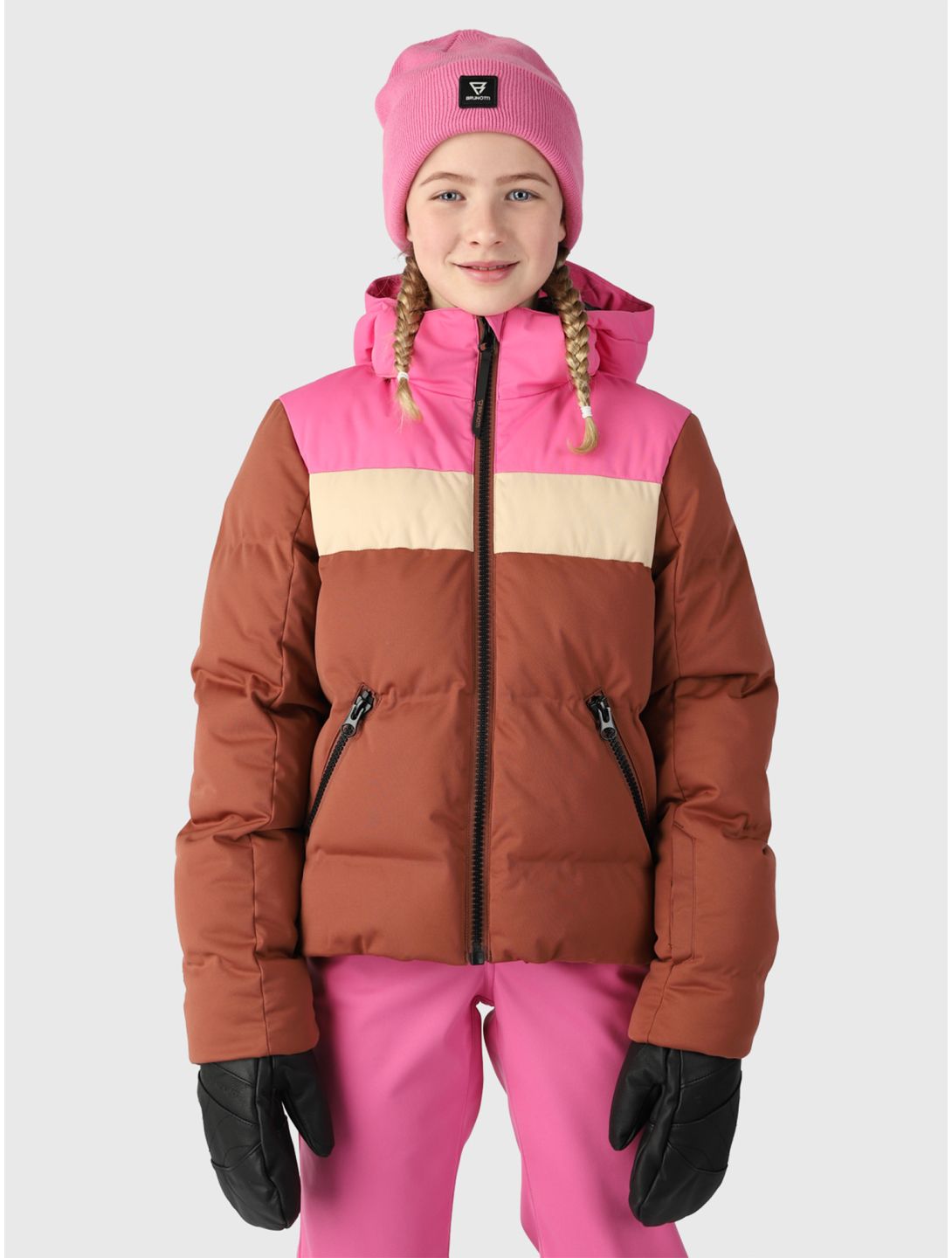 Brunotti Niagony veste de ski enfants Mahoganny brun rose