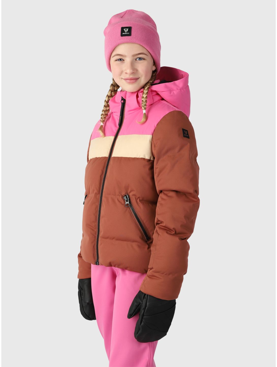 Brunotti Niagony veste de ski enfants Mahoganny brun rose