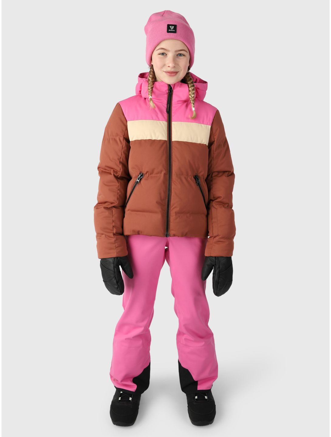 Brunotti, Niagony veste de ski enfants Mahoganny brun, rose 