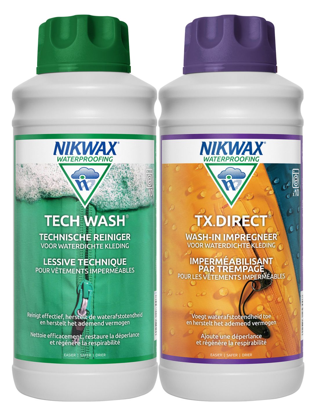 Nikwax, Twin 1 liter tech wash en TX direct agent de lavage et d'imprégnation unisexe 