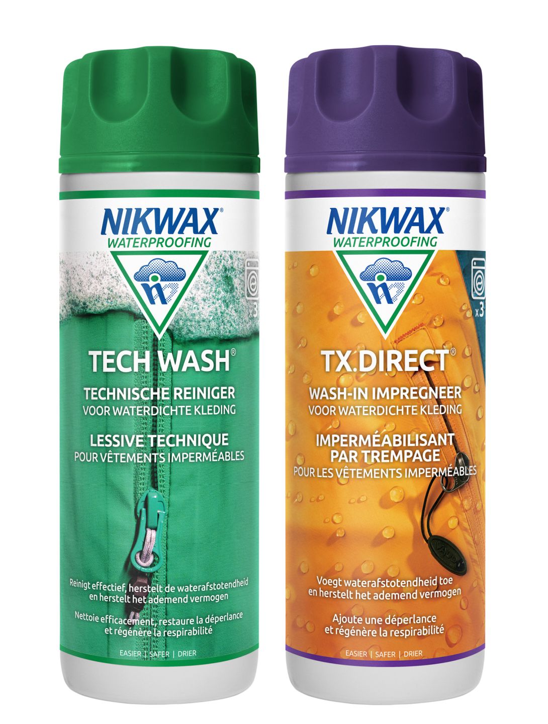 Nikwax, Twin 300ml Tech wash en Tx direct agent de lavage et d'imprégnation unisexe 