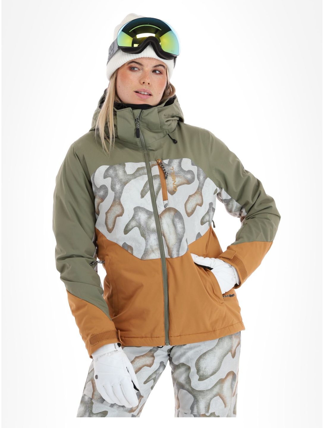 O'Neill, Carbonite veste de ski femmes Deep Lichen Green Colour Block blanc, orange, vert 