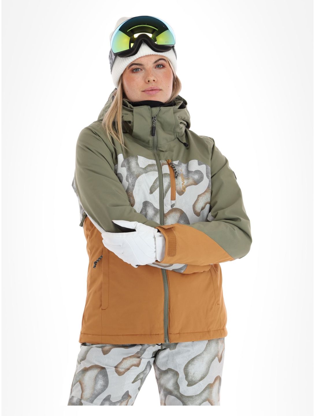 O'Neill, Carbonite veste de ski femmes Deep Lichen Green Colour Block blanc, orange, vert 