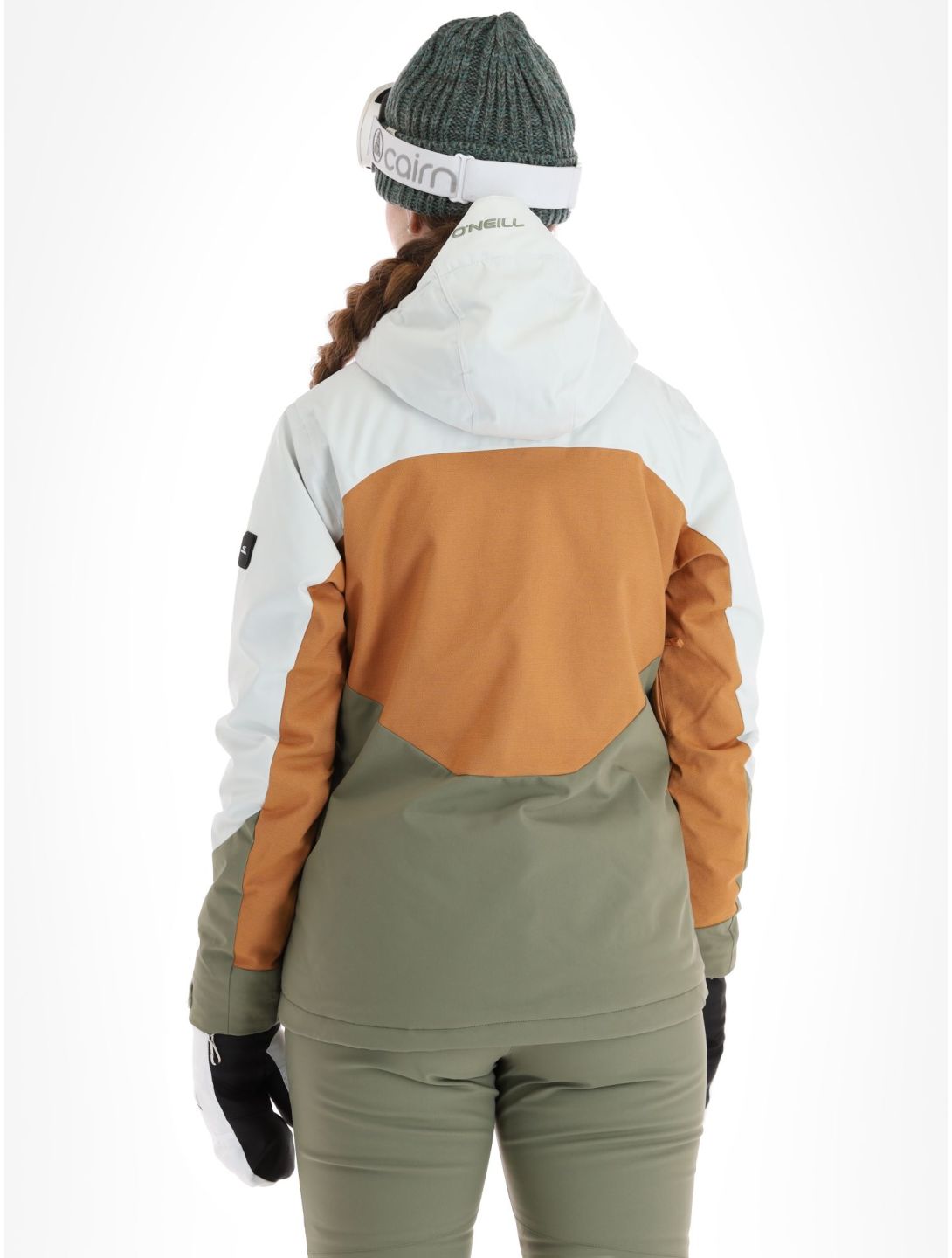 O'Neill, Carbonite veste de ski femmes London Fog Colour Block blanc, brun, vert 