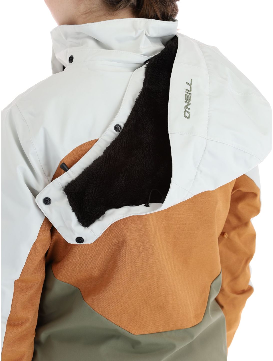 O'Neill, Carbonite veste de ski femmes London Fog Colour Block blanc, brun, vert 