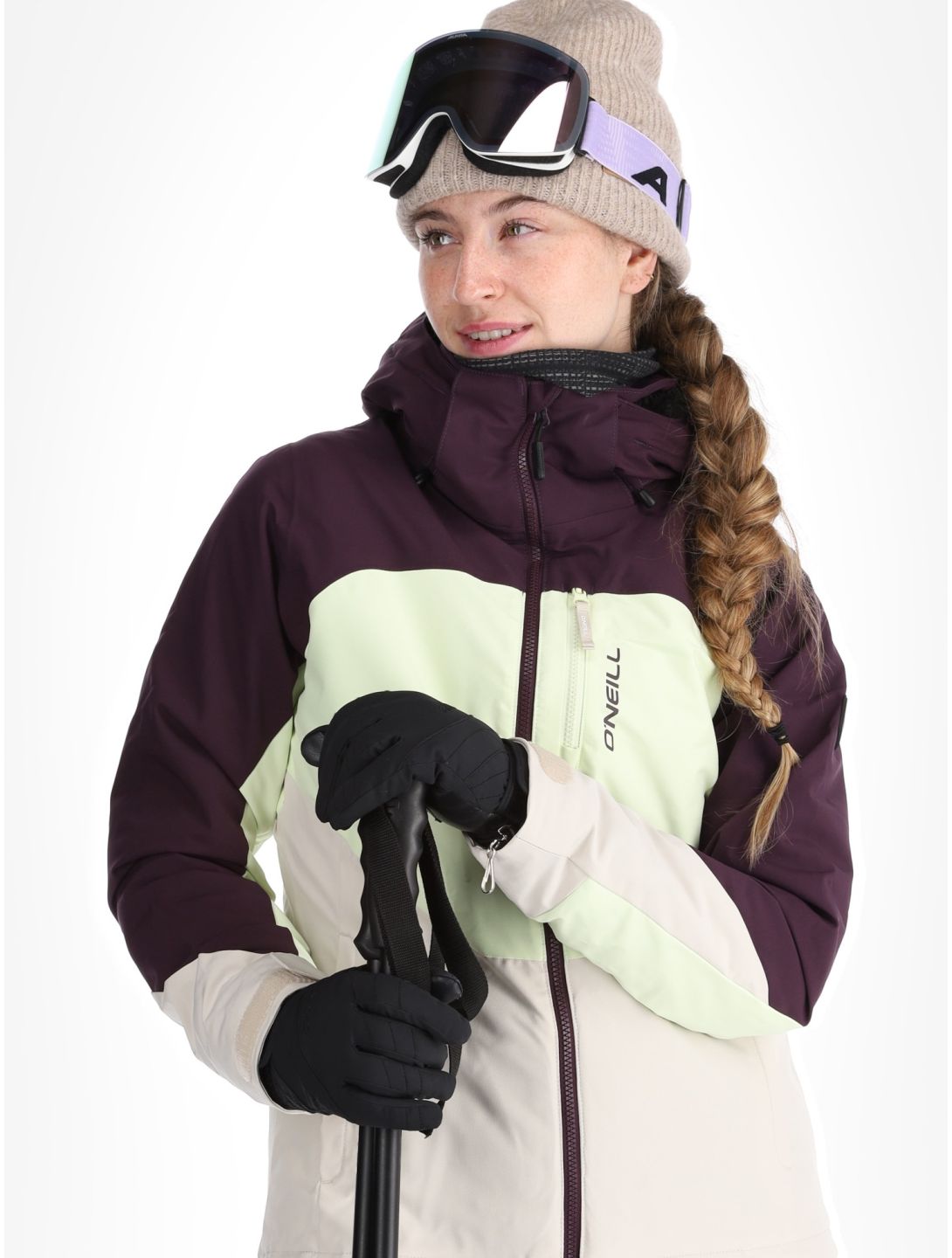 O'Neill, Carbonite Snow veste de ski femmes Aubergine Colour Block blanc, violet 