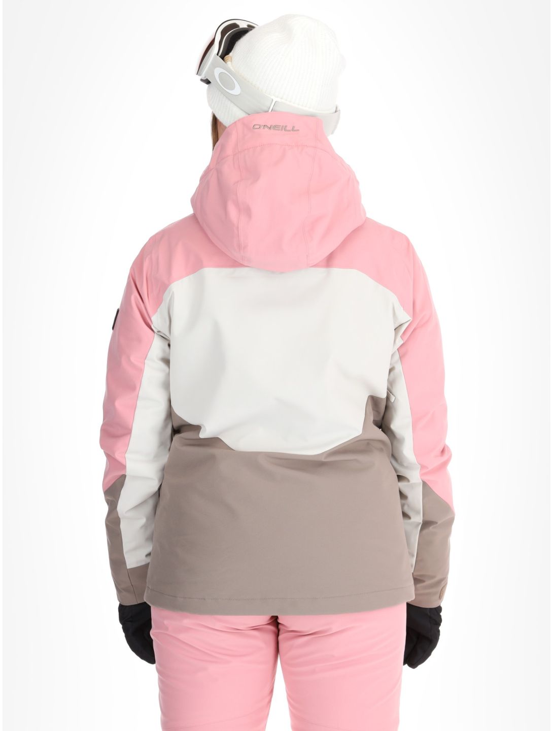 O'Neill, Carbonite Snow veste de ski femmes Genuine Pink Colour Block blanc, brun, rose 