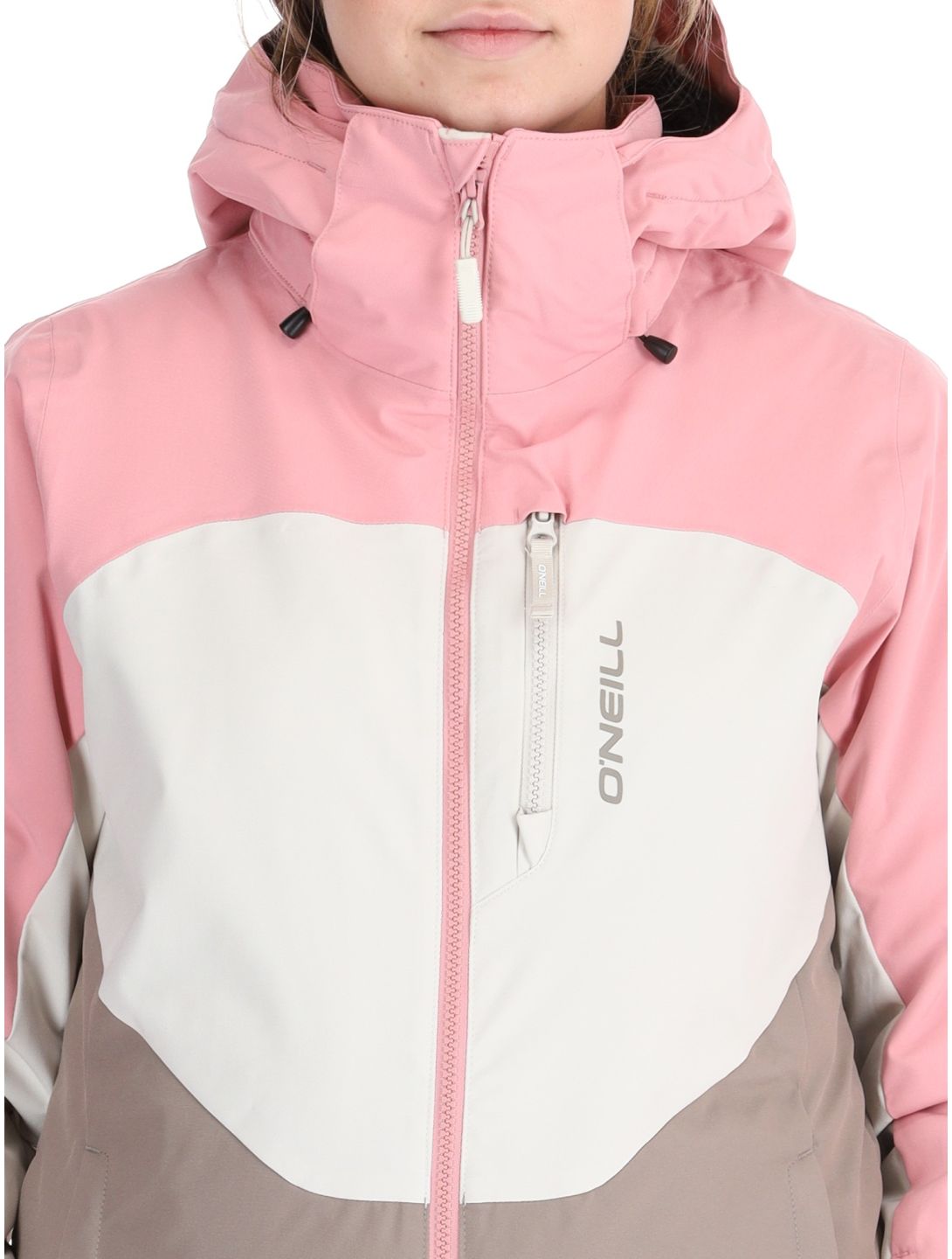 O'Neill, Carbonite Snow veste de ski femmes Genuine Pink Colour Block blanc, brun, rose 