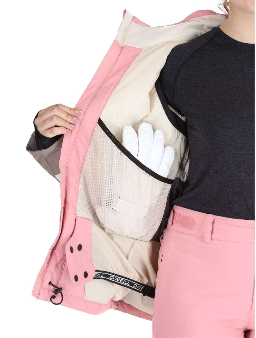 O'Neill, Carbonite Snow veste de ski femmes Genuine Pink Colour Block blanc, brun, rose 