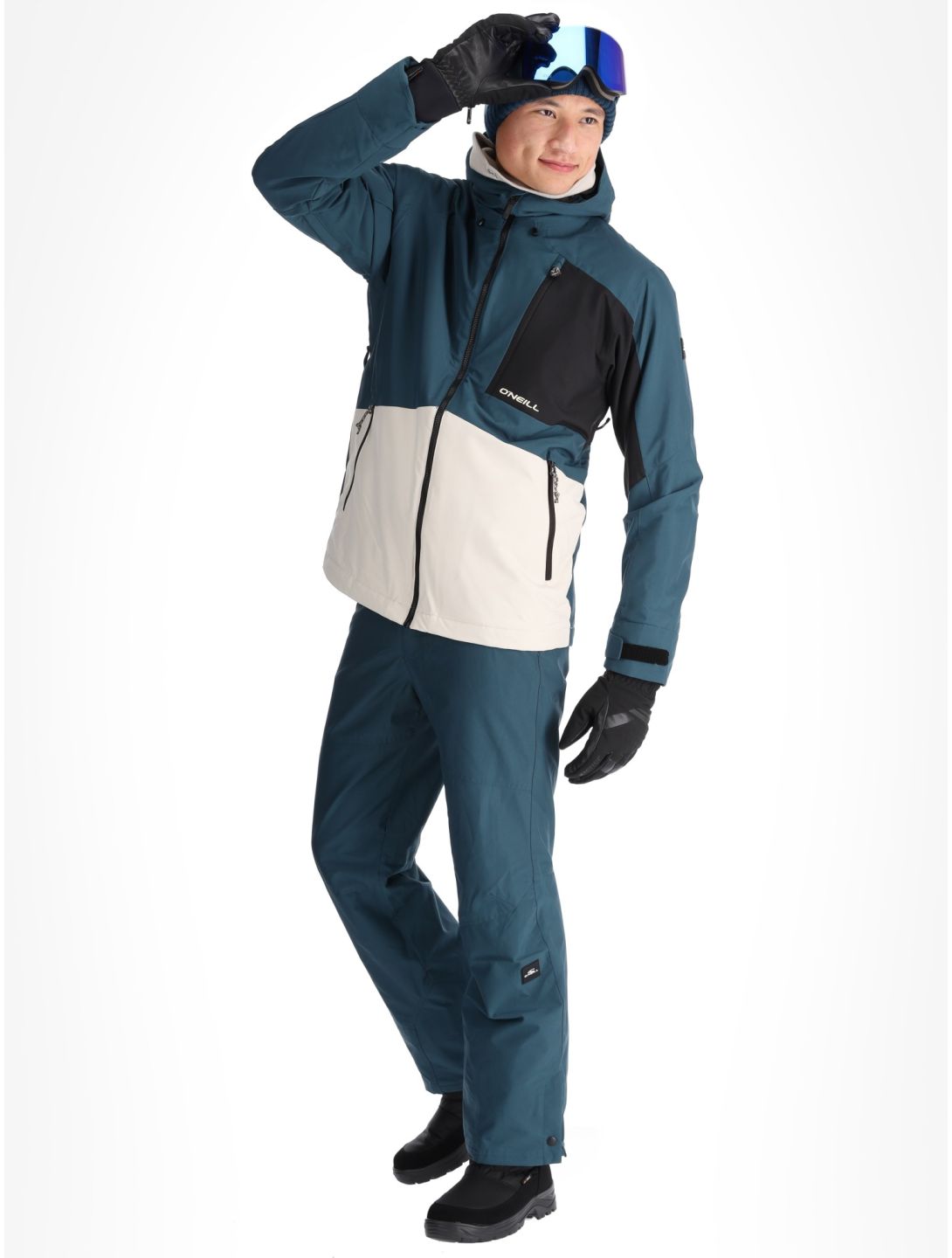 O'Neill, Hammer Block Snow veste de ski hommes Alma Steel Colour Block blanc, bleu, noir 