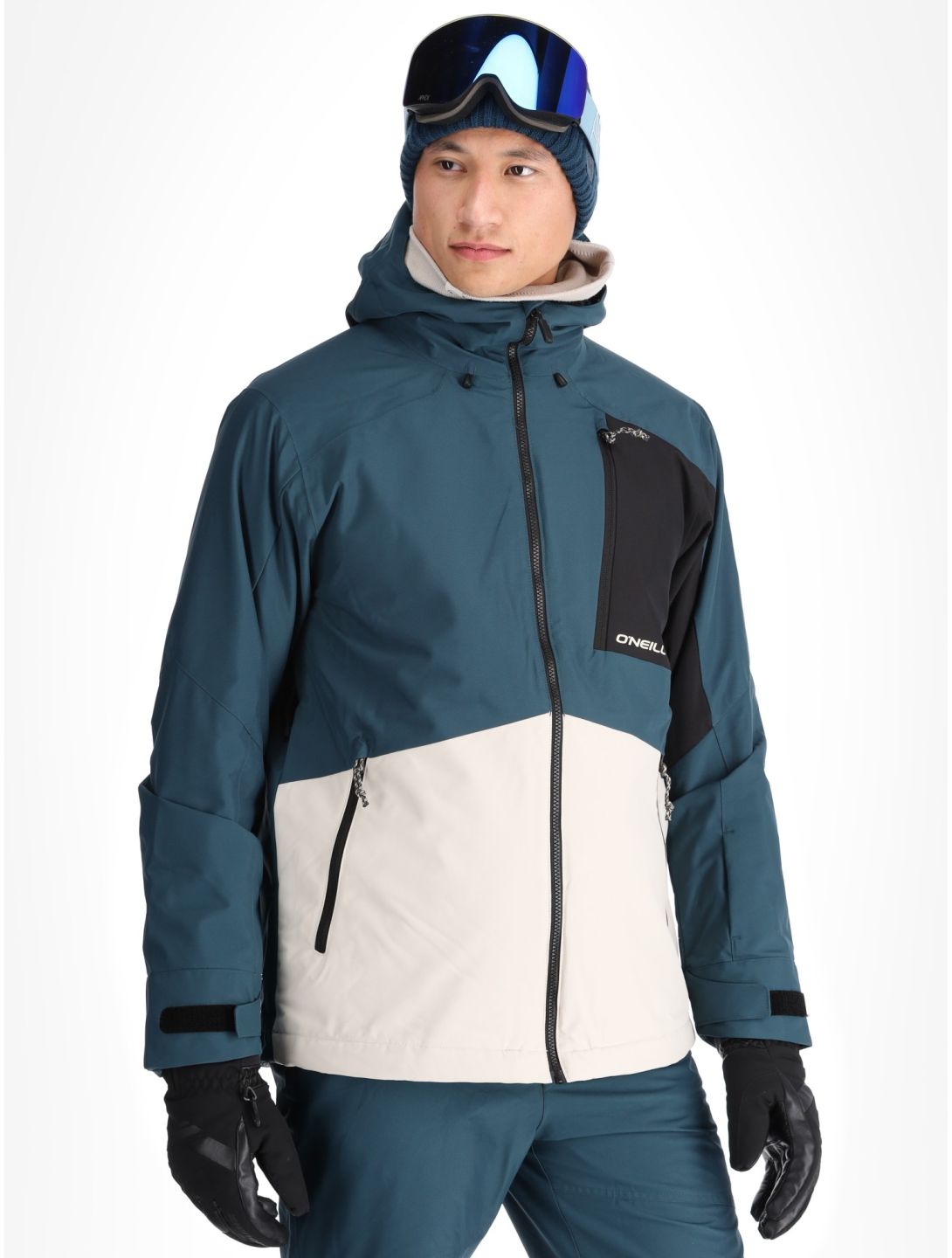 O'Neill, Hammer Block Snow veste de ski hommes Alma Steel Colour Block blanc, bleu, noir 