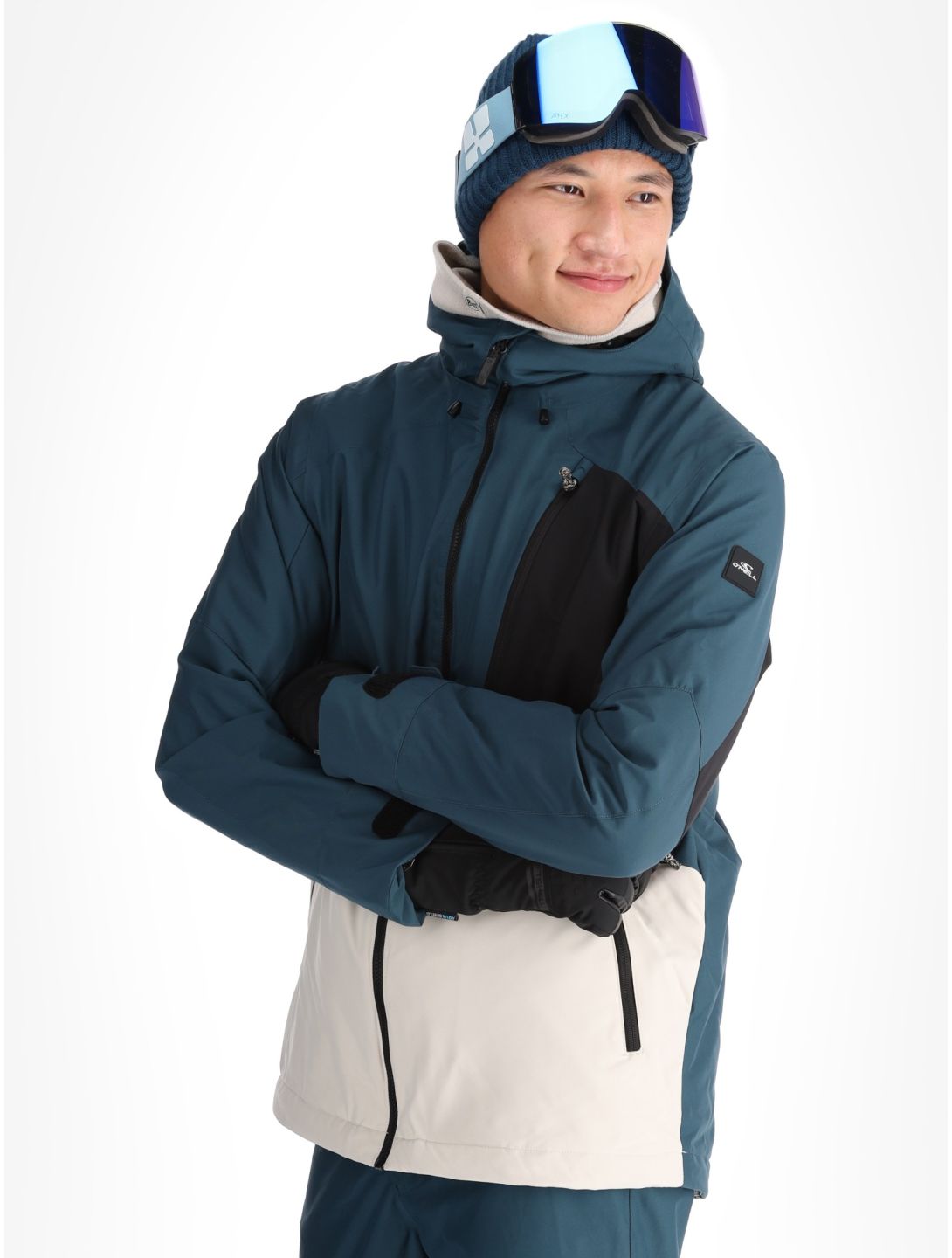 O'Neill, Hammer Block Snow veste de ski hommes Alma Steel Colour Block blanc, bleu, noir 