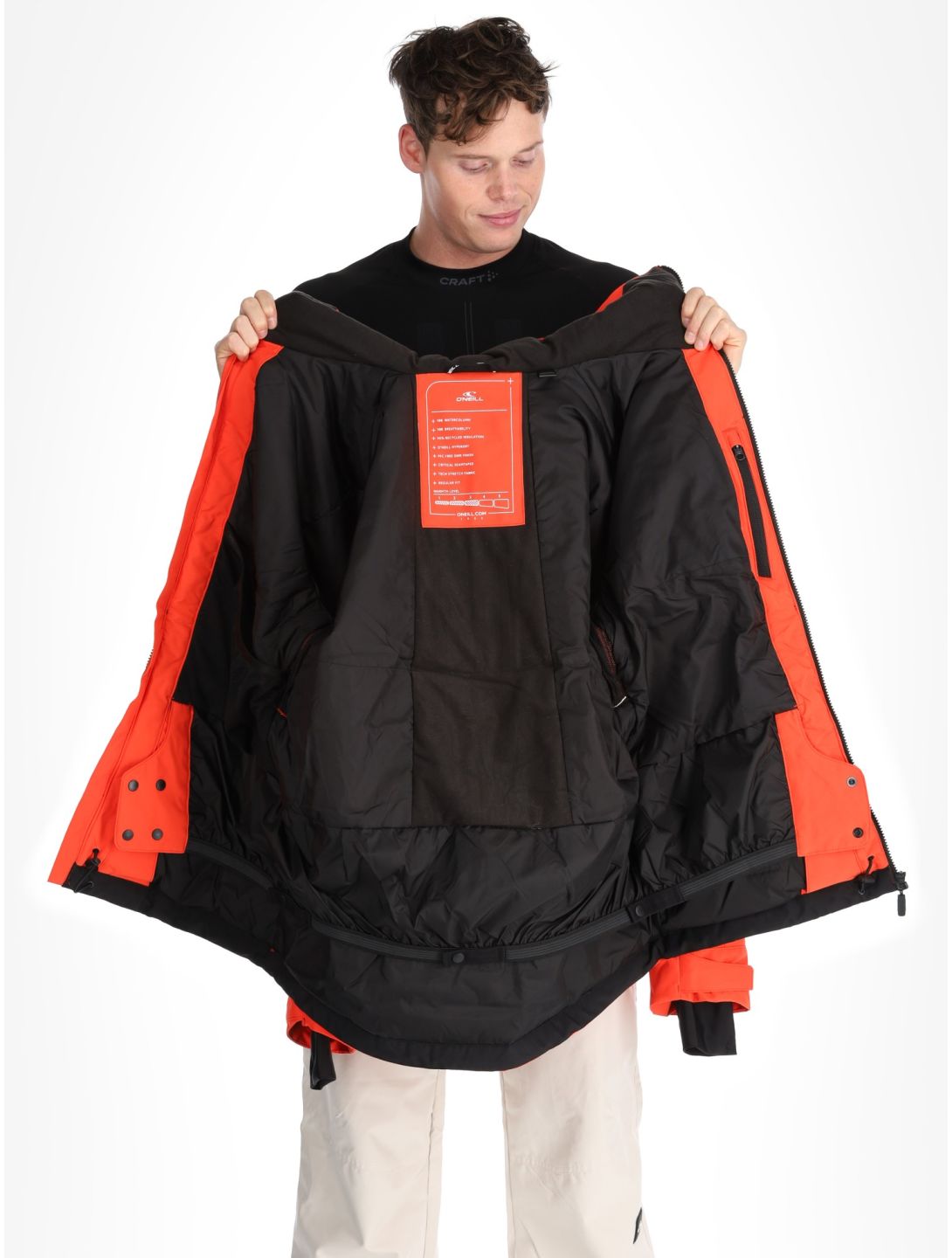 O'Neill, Hammer Block Snow veste de ski hommes Paprika Flame Colour Block blanc, noir, orange 