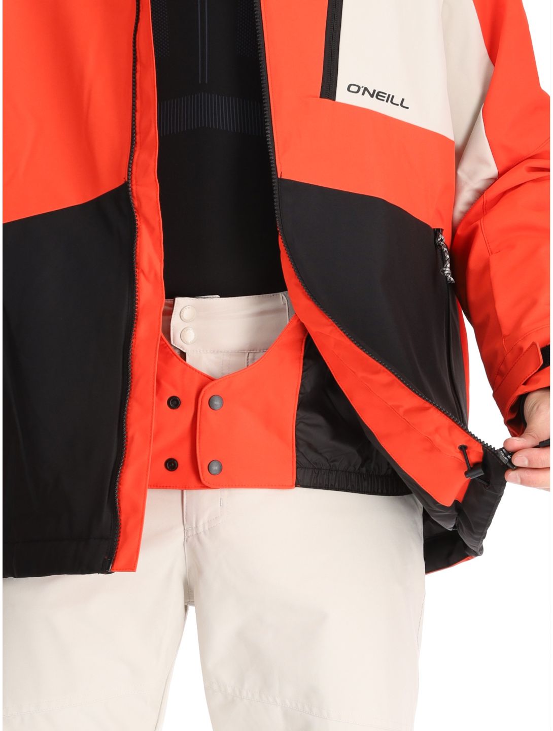 O'Neill, Hammer Block Snow veste de ski hommes Paprika Flame Colour Block blanc, noir, orange 