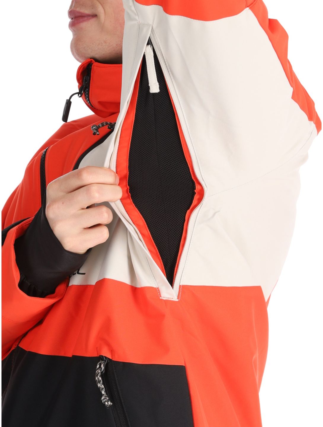 O'Neill, Hammer Block Snow veste de ski hommes Paprika Flame Colour Block blanc, noir, orange 