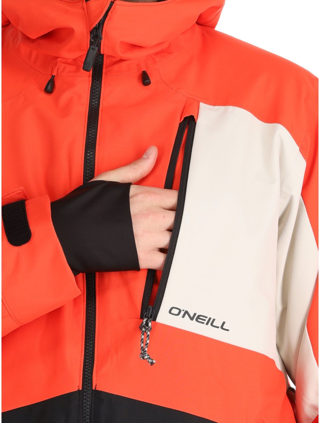 O'Neill, Hammer Block Snow veste de ski hommes Paprika Flame Colour Block blanc, noir, orange 