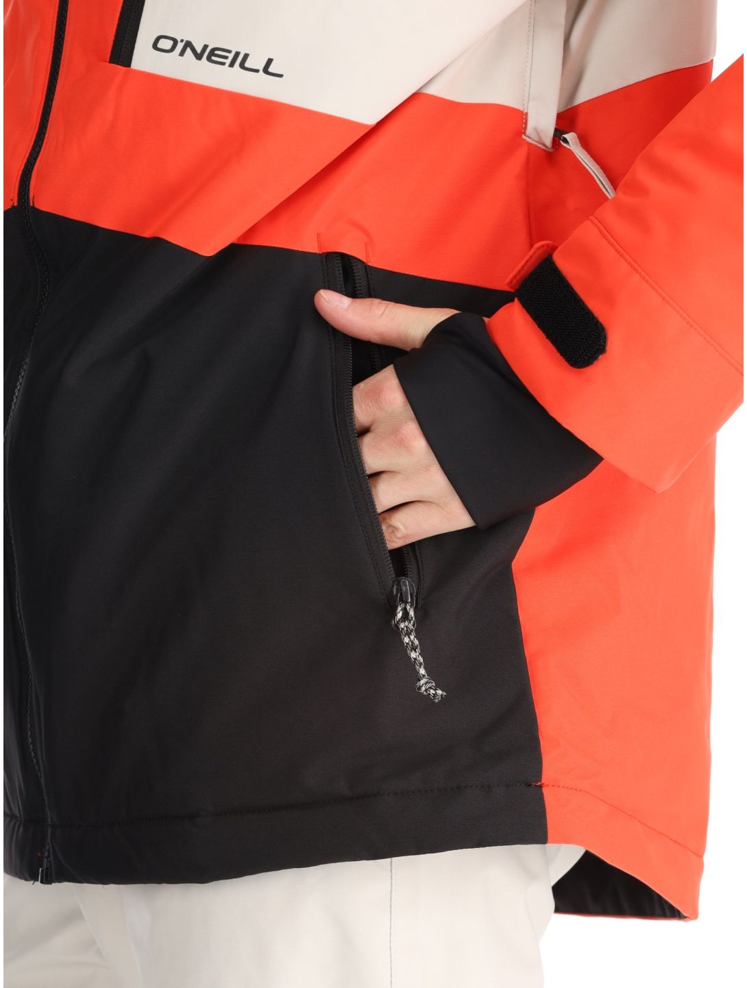 O'Neill, Hammer Block Snow veste de ski hommes Paprika Flame Colour Block blanc, noir, orange 