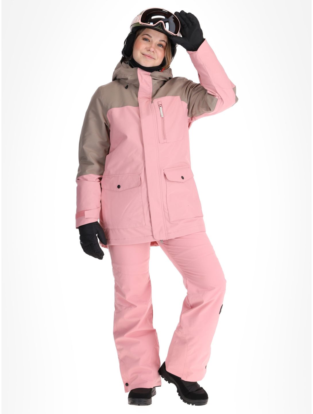 O'Neill, Utility Hybrid veste de ski femmes Genuine Pink Colour Block blanc, brun, rose 