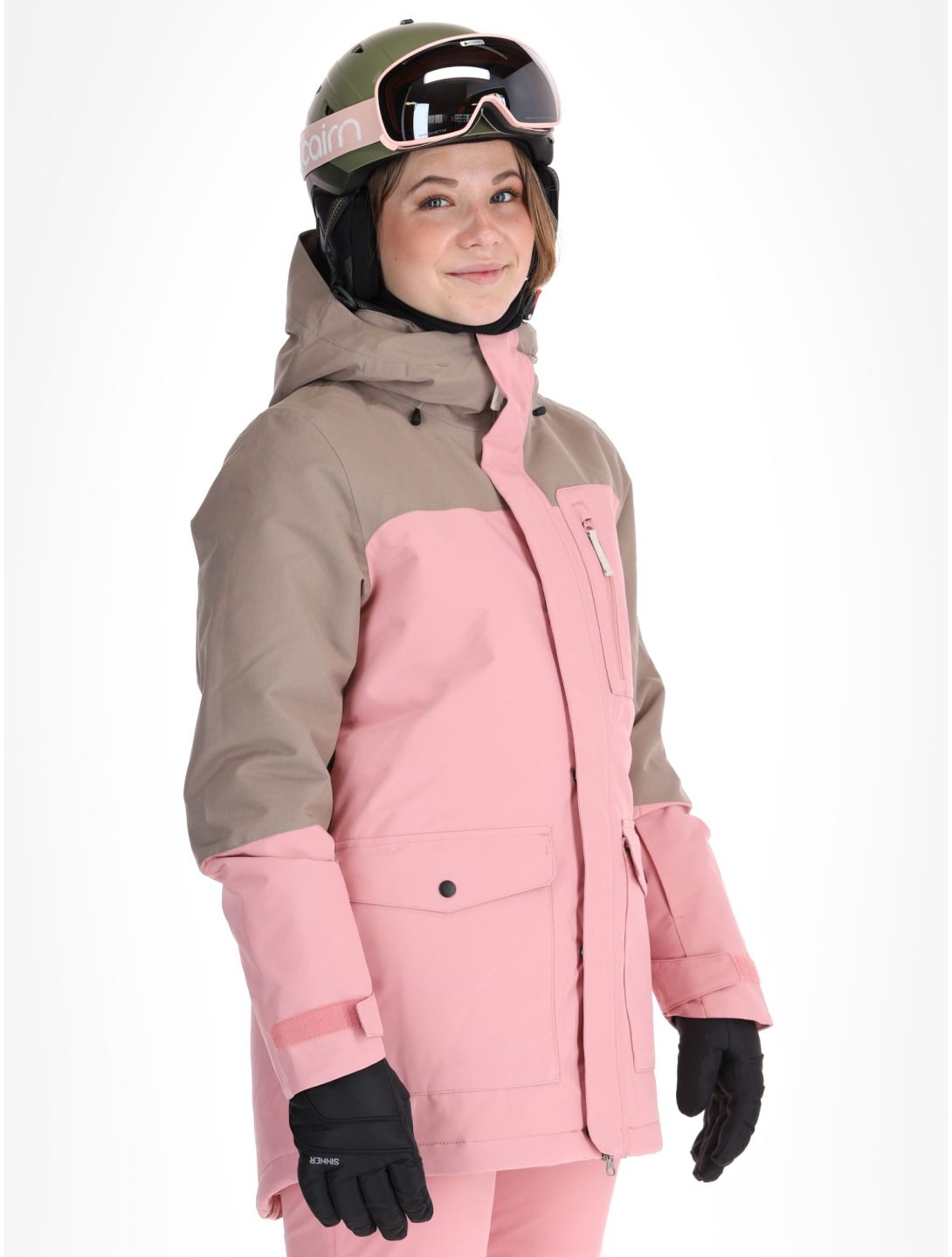 O'Neill, Utility Hybrid veste de ski femmes Genuine Pink Colour Block blanc, brun, rose 