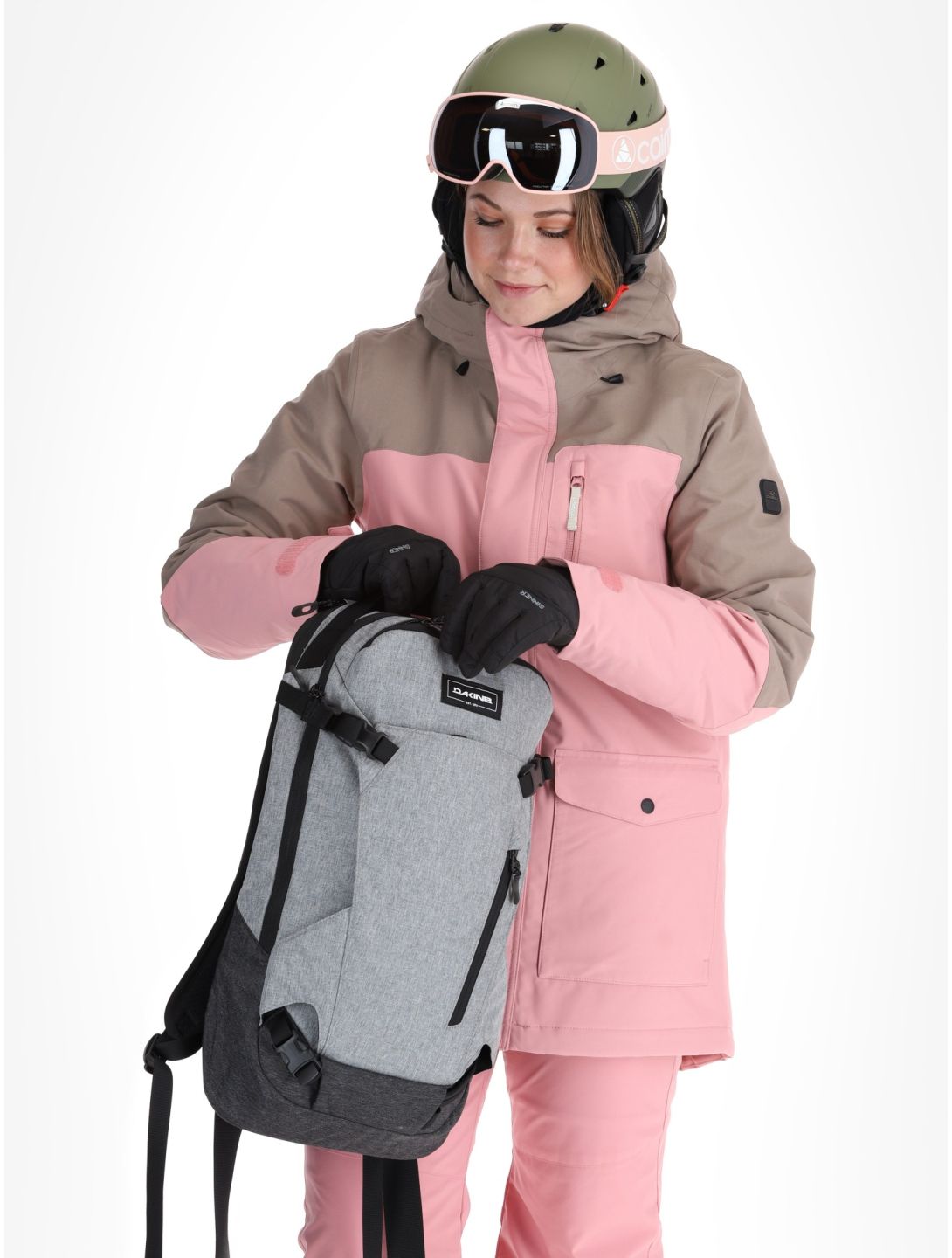 O'Neill, Utility Hybrid veste de ski femmes Genuine Pink Colour Block blanc, brun, rose 