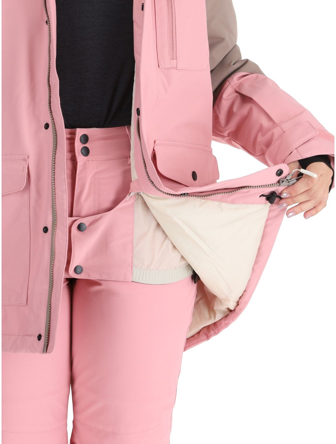 O'Neill, Utility Hybrid veste de ski femmes Genuine Pink Colour Block blanc, brun, rose 