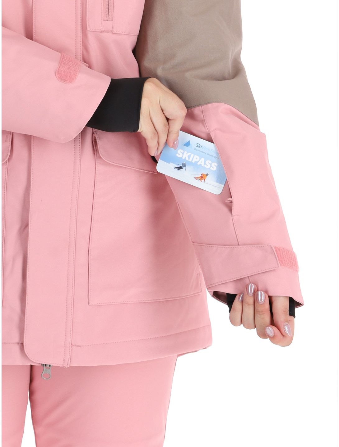 O'Neill, Utility Hybrid veste de ski femmes Genuine Pink Colour Block blanc, brun, rose 