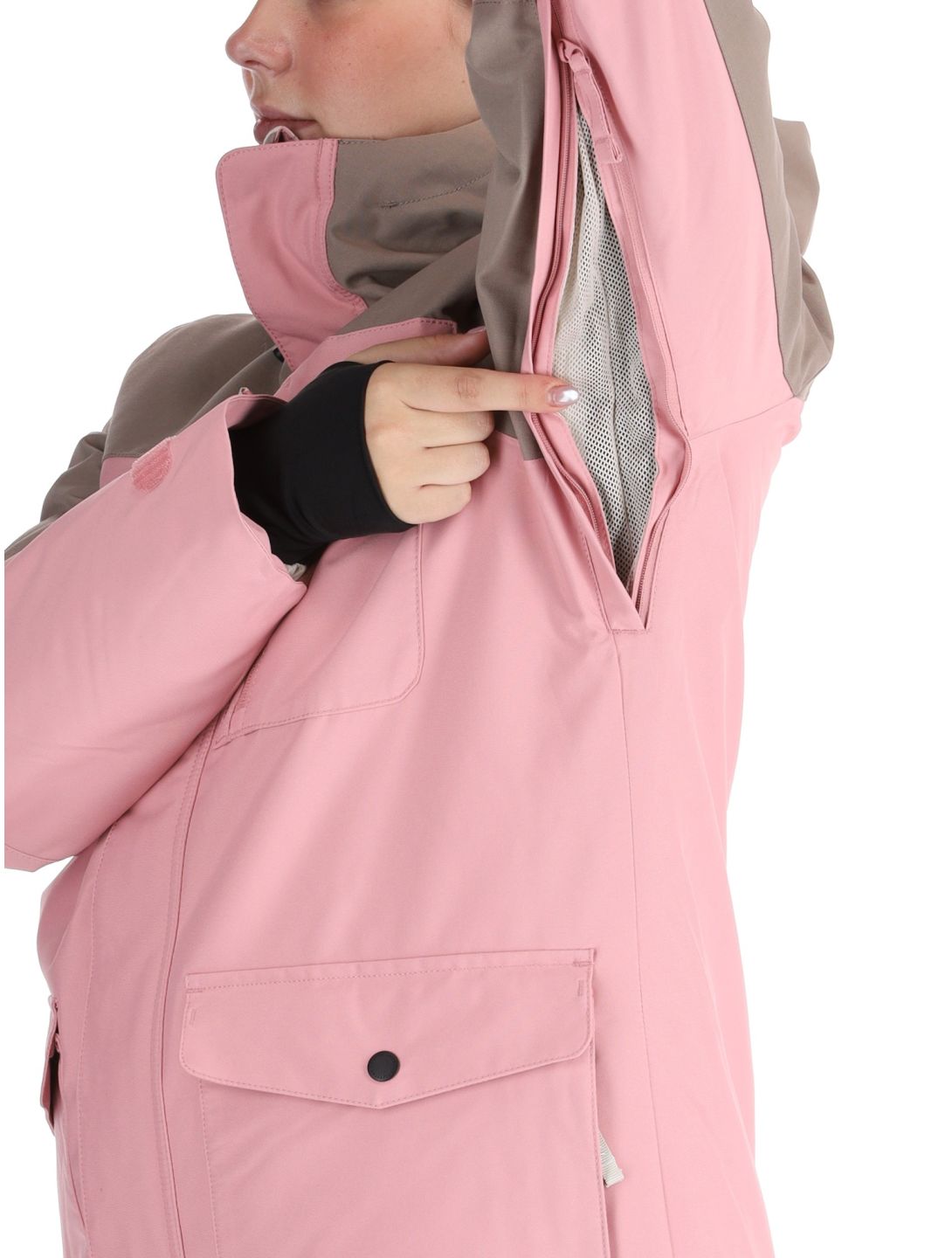 O'Neill, Utility Hybrid veste de ski femmes Genuine Pink Colour Block blanc, brun, rose 