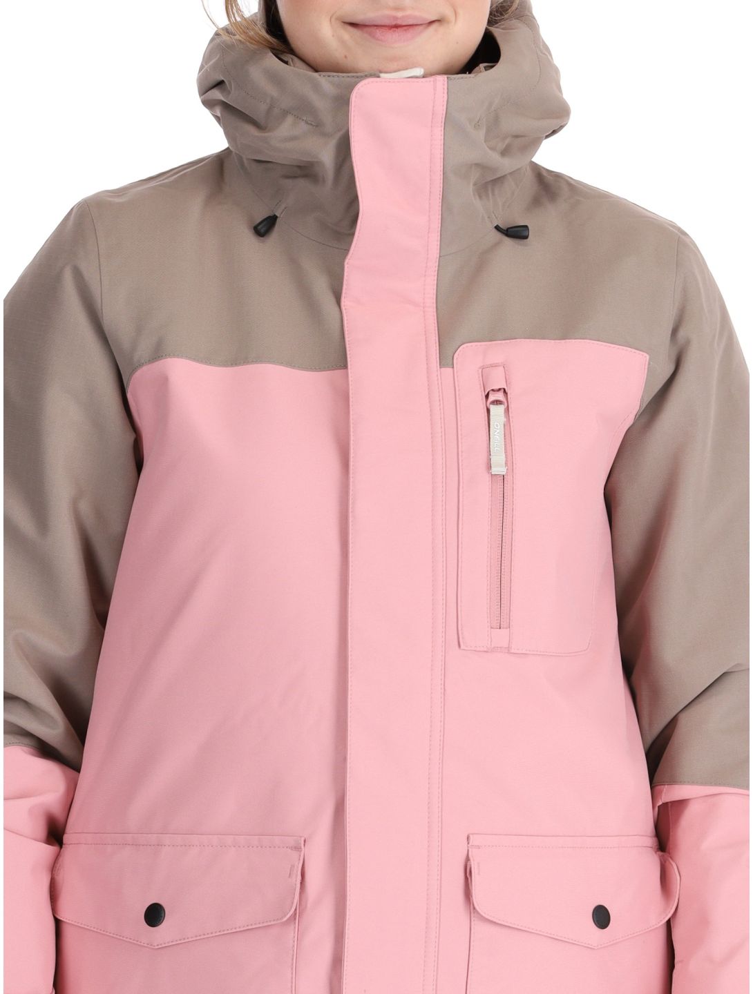 O'Neill, Utility Hybrid veste de ski femmes Genuine Pink Colour Block blanc, brun, rose 