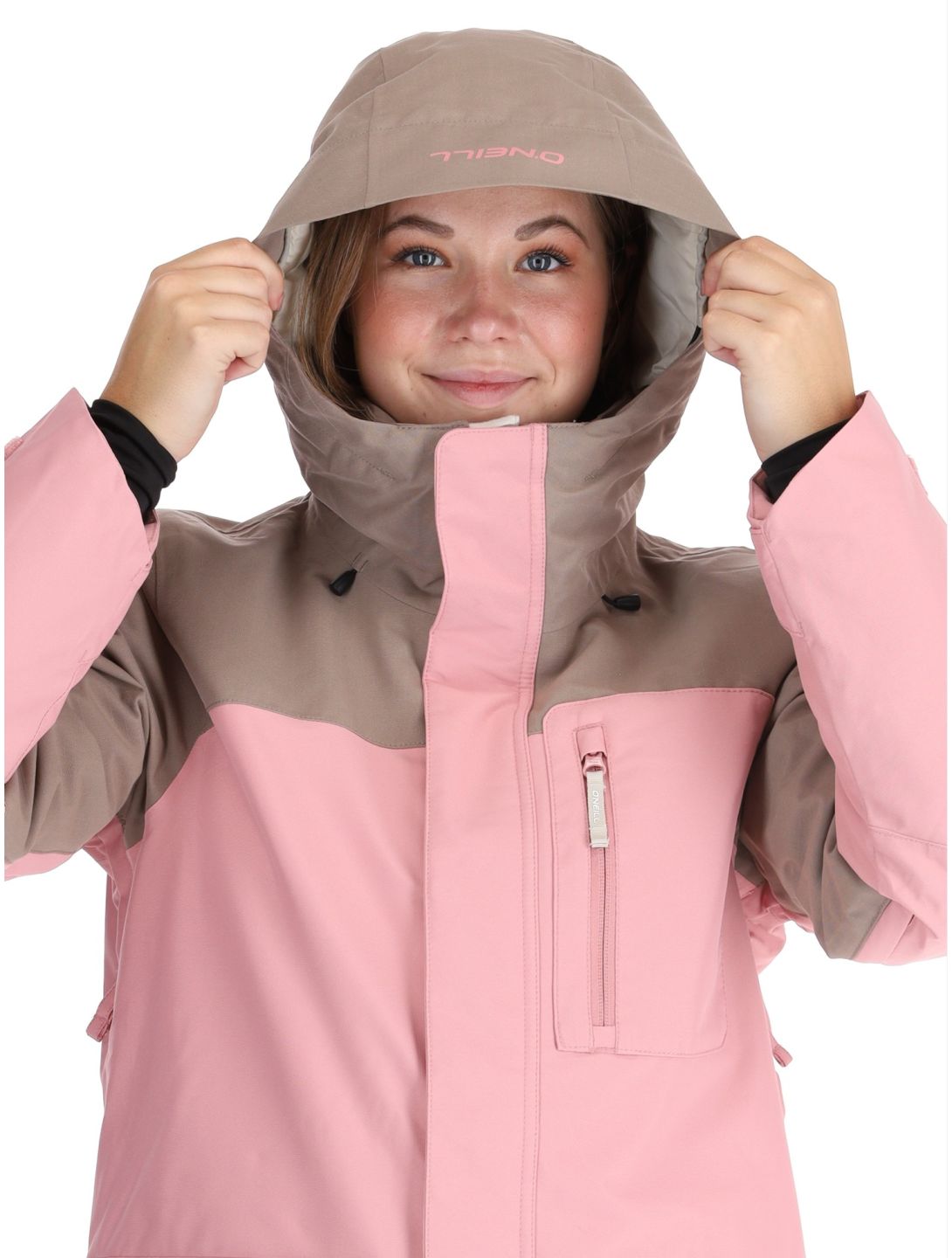 O'Neill, Utility Hybrid veste de ski femmes Genuine Pink Colour Block blanc, brun, rose 