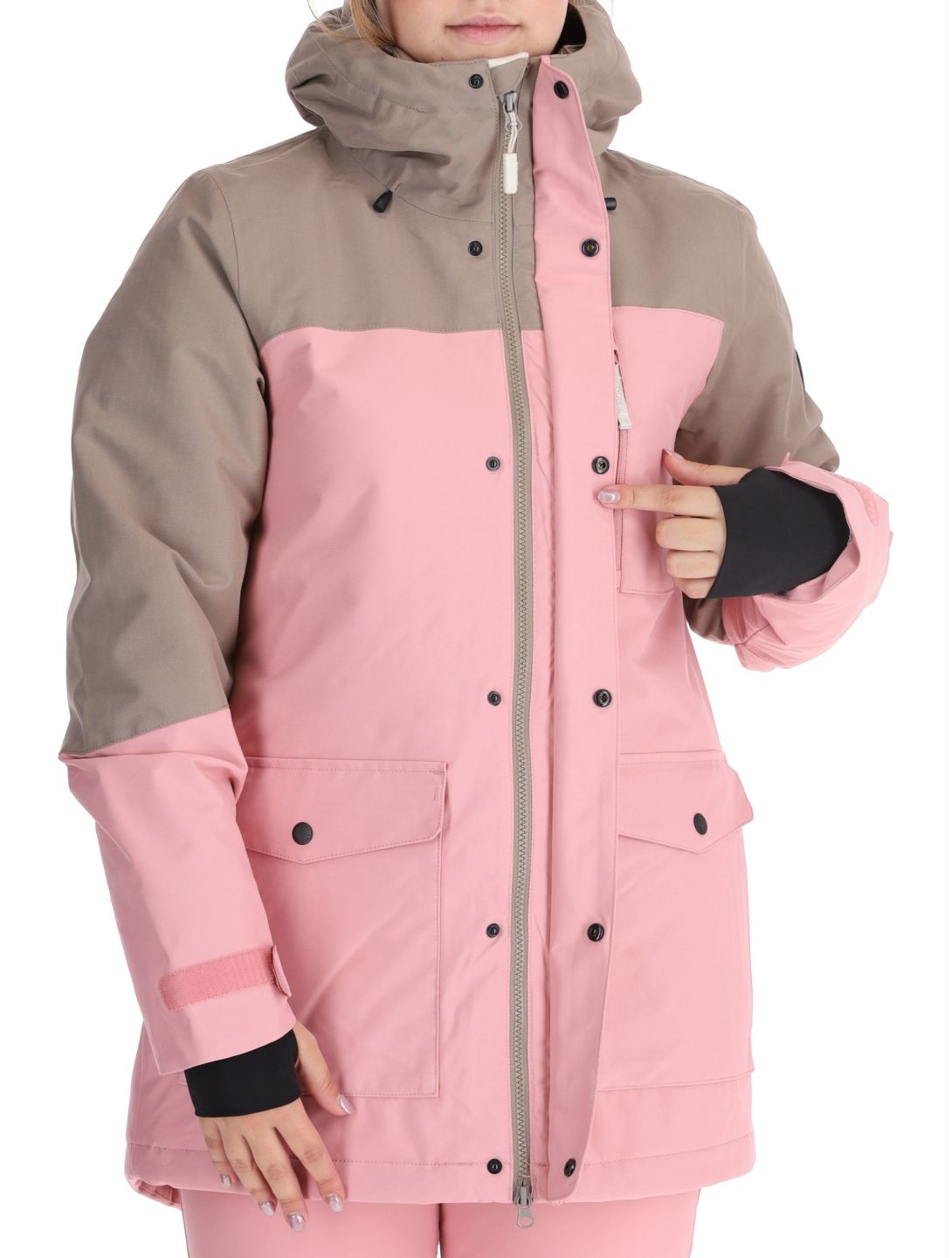 O'Neill, Utility Hybrid veste de ski femmes Genuine Pink Colour Block blanc, brun, rose 