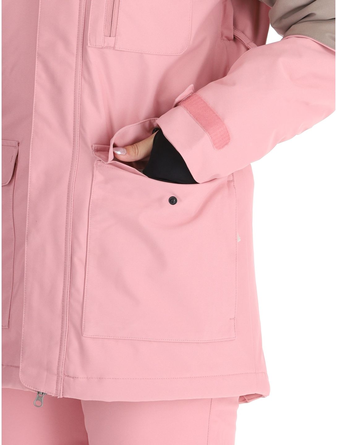 O'Neill, Utility Hybrid veste de ski femmes Genuine Pink Colour Block blanc, brun, rose 