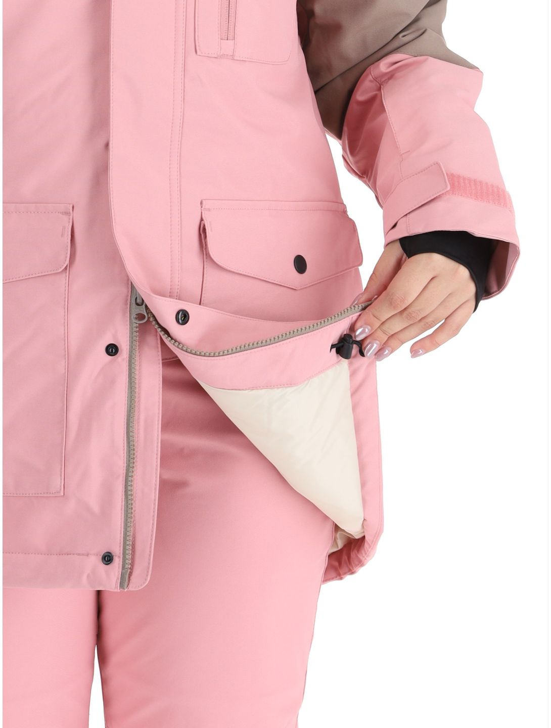 O'Neill, Utility Hybrid veste de ski femmes Genuine Pink Colour Block blanc, brun, rose 