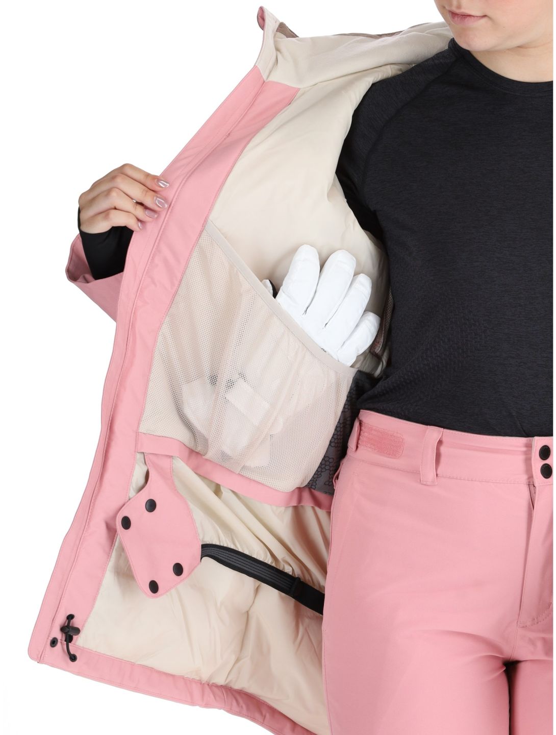 O'Neill, Utility Hybrid veste de ski femmes Genuine Pink Colour Block blanc, brun, rose 