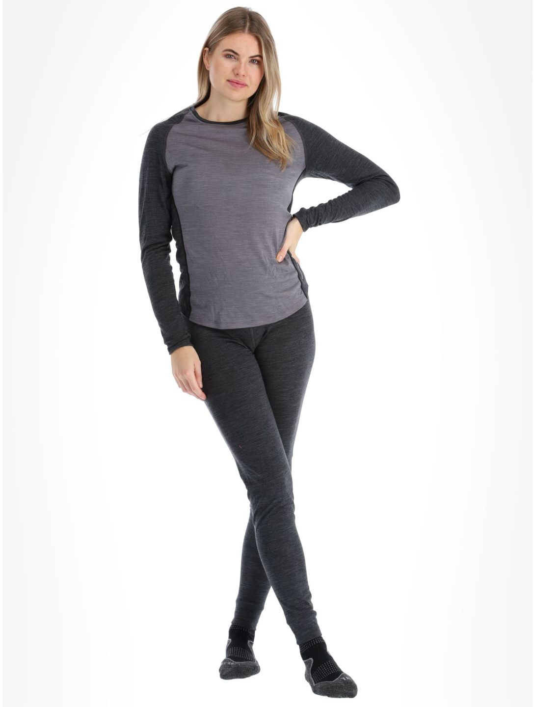 Odlo, Natural Performance PW 150 chemise thermo femmes Grey Melange - Dark Grey Melange gris 