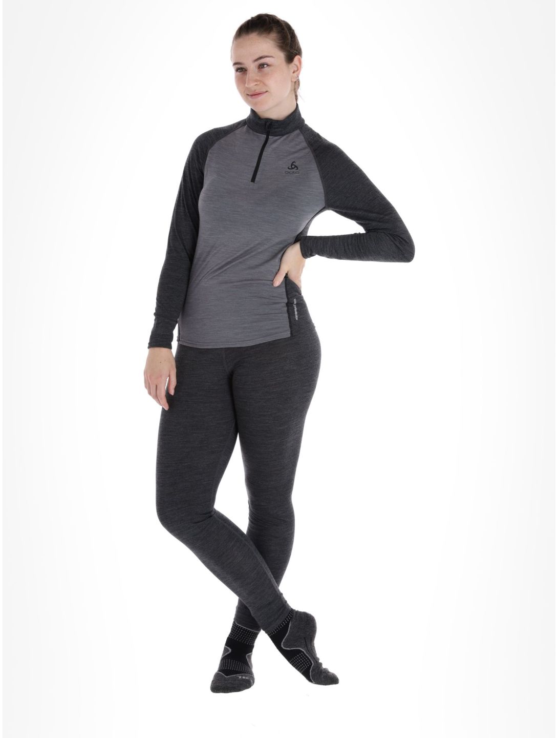 Odlo, Natural Performance PW 150 pull de ski femmes Grey Melange - Dark Grey Melange gris 