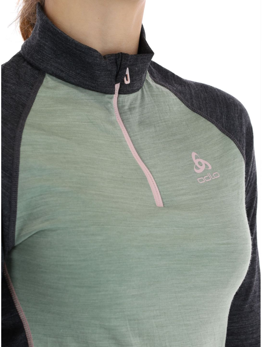 Odlo, Natural Performance PW 150 pull de ski femmes Matte Green - Dark Grey Melange gris, vert 