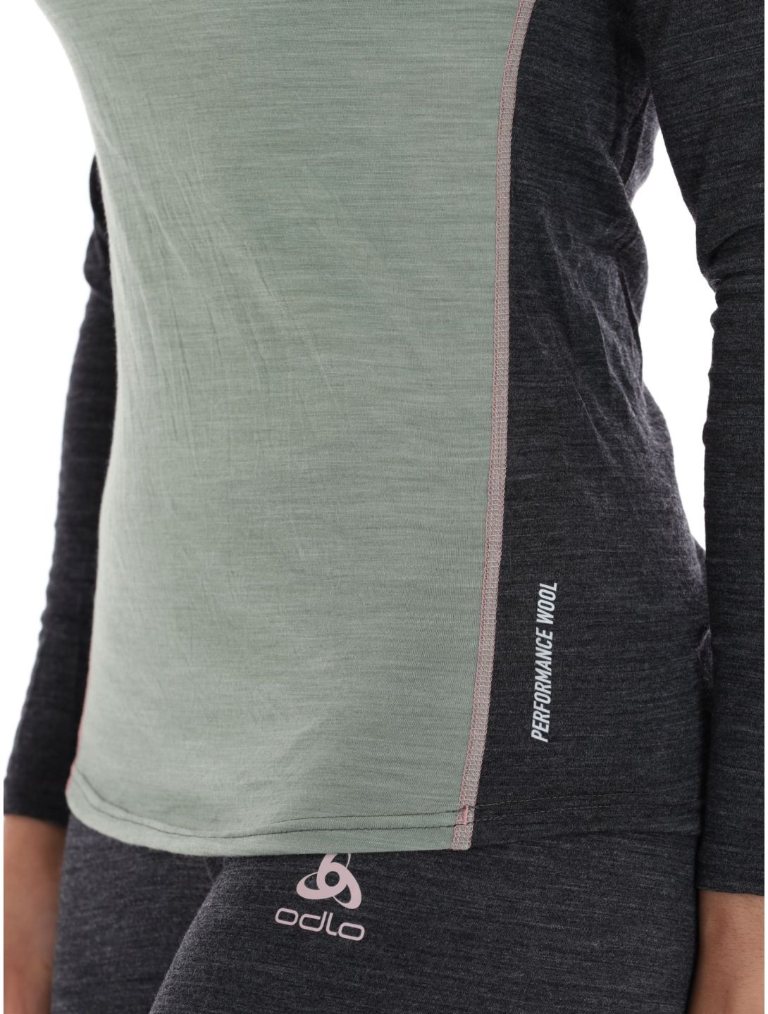 Odlo, Natural Performance PW 150 pull de ski femmes Matte Green - Dark Grey Melange gris, vert 