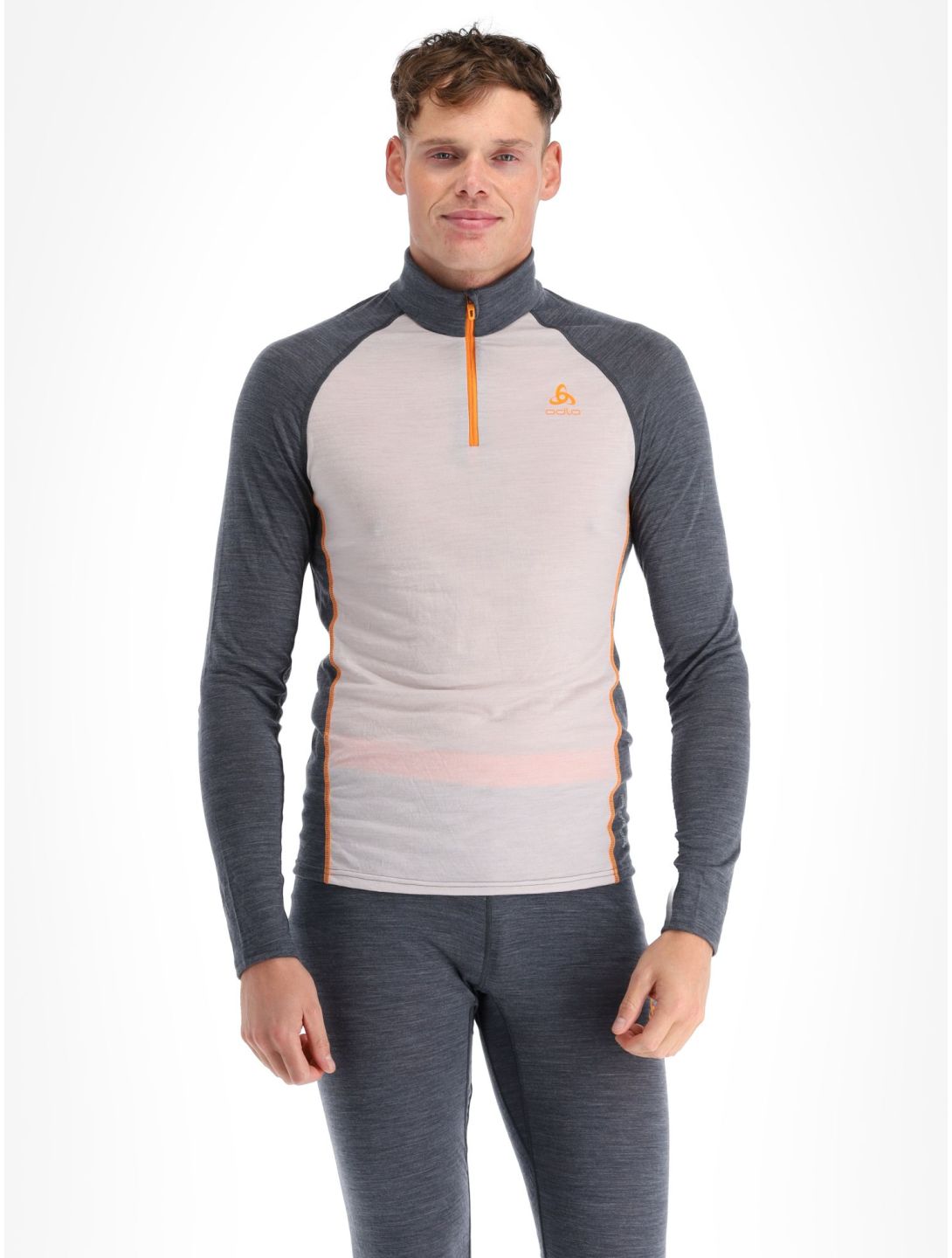 Odlo, Natural Performance PW 150 pull de ski hommes Silver Cloud - India Ink Melange gris 