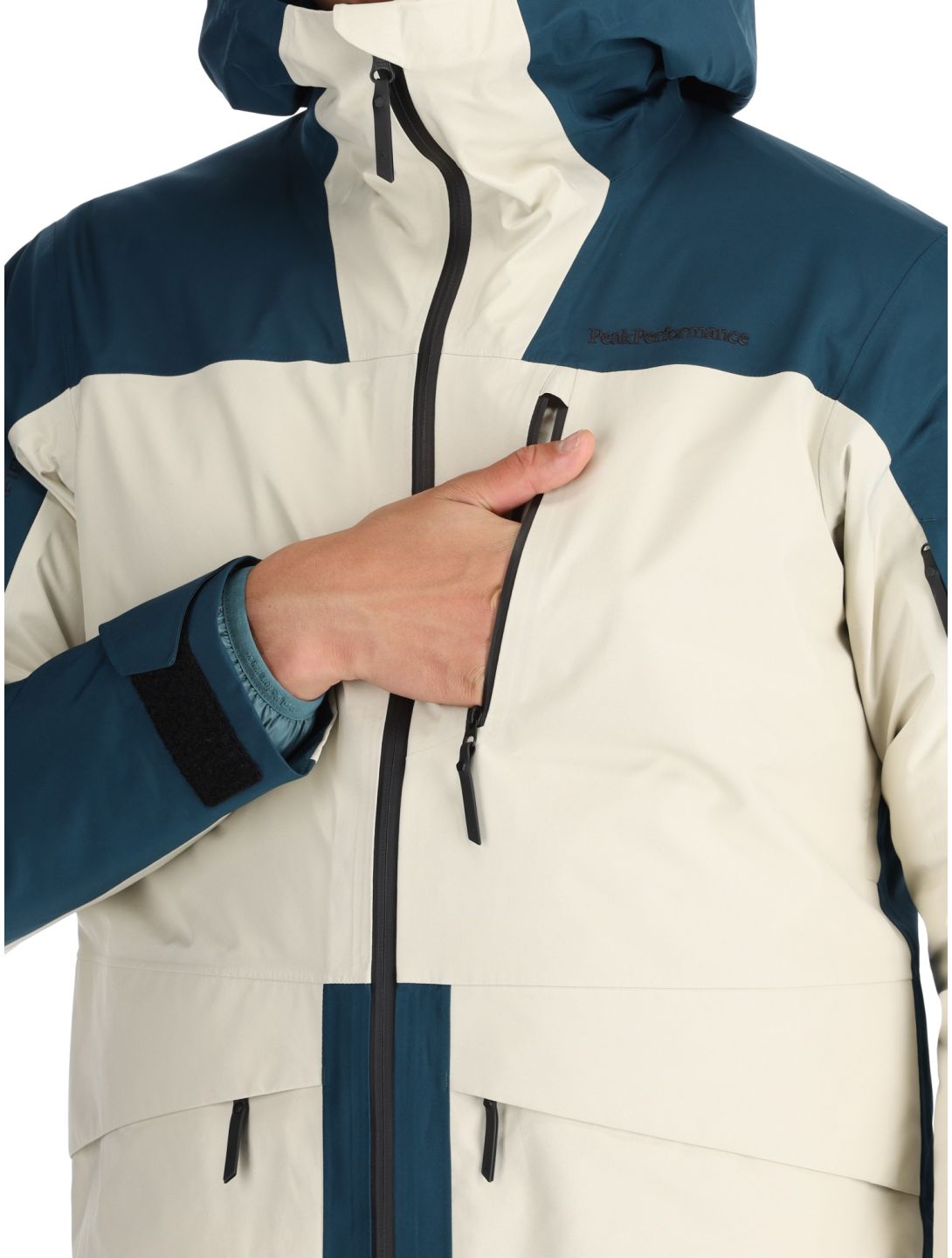 Peak Performance, M Vertical Gore-Tex 3L veste de ski à coque dure hommes Infinity Teel / Sand Fog beige, bleu 